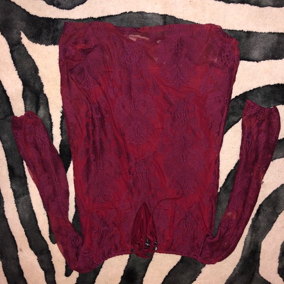 For Love and Lemons Red Lace off shoulder dress - Picture 2 of 2